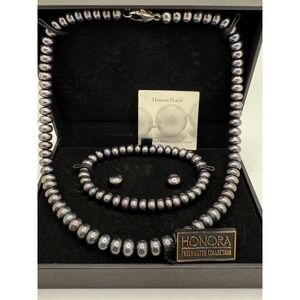 Honora Freshwater Pearl‎ Jewelry Set Necklace Bracelet Earrings